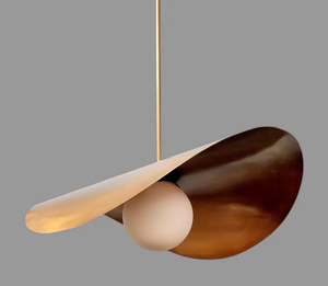 Lustre moderne en laiton à 3 lumières, luminaire suspendu sculptural pour salle à manger, îlot de cuisine - Product Image 5