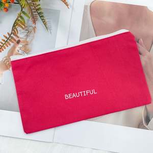 Sacs à outils de couture en coton avec fermeture éclair, style mode, avec logo personnalisé, gris, 13*21cm, vente en gros - Product Image 3