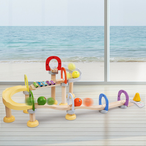 Juguete de madera para niños: Pista musical de tren con bolas, juego de cuentas rodantes para educación temprana, juguetes educativos de madera para niños - Product Image 2