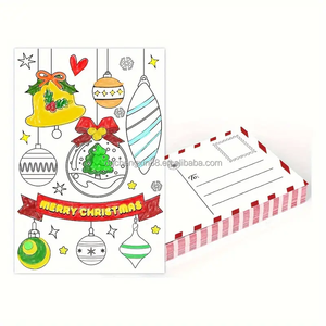 Venta al por mayor de tarjetas postales de actividades navideñas para colorear tarjetas de felicitación de Feliz Navidad colorea tu propia postal para amigos niños - Product Image 5