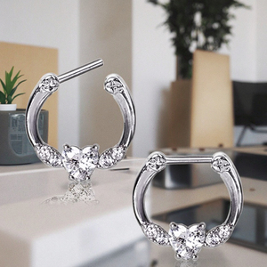 Cuore setto Clicker naso anello Tragus orecchino elica Piercing <span class=keywords><strong>argento</strong></span> cristallo placcato strass Unisex per il corpo gioielli - Product Image 6