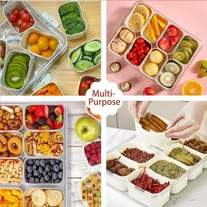 Boîte de rangement transparente à compartiments avec couvercle, poignée et fermoir à pression pour fruits, légumes, collations, boîte de rangement de cuisine - Product Image 3