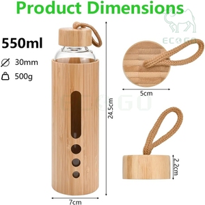 Office Gift Outdoor Glass Bamboo Tea Milk Juice Hot Water <b>Drinking</b> <b>Bottles</b> Sports <b>Bottles</b> with Handle - Product Image 3
