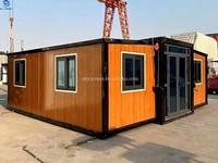 Maison conteneur extensible de 20 pieds, finition bois, villa préfabriquée avec cuisine, salle de bain, chambre individuelle, maisonnette pliable pour complexe hôtelier ou camping