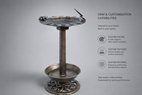 Piedestal en résine de cuivre antique 3-en-1, résistant à l'eau, écologique, avec cadran solaire, pour bain d'oiseaux et jardinière, et ornement grenouille