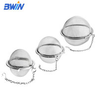 Filtre à thé en acier inoxydable 304 de qualité alimentaire Bwin avec chaîne, infuseur à boule métallique pour accessoires à café et à thé