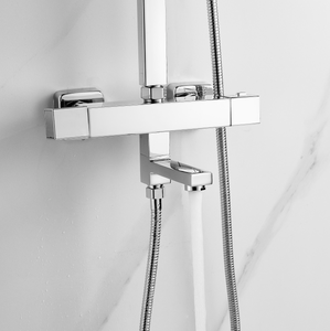 Ensemble de douche thermostatique carré 3 en 1 avec mitigeur inverseur pour <span class=keywords><strong>baignoire</strong></span> de salle de bain à 3 fonctions avec tête de pulvérisation réglable - Product Image 6