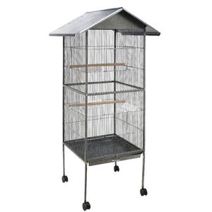 Jaula de pájaros grande de acero inoxidable de lujo moderna con paneles de malla de alambre para alimentación al aire libre y caja de cría embalada - Product Image 2