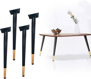 4 piezas oblicuas 40cm/16 pulgadas Metal hierro escritorio silla patas negro y dorado-para sala de estar dormitorio hogar Oficina muebles - Product Image 1