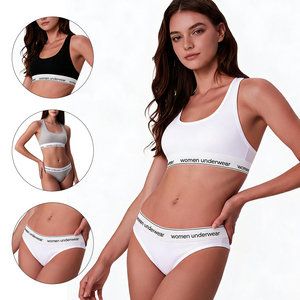 Conjunto de <span class=keywords><strong>Sujetador</strong></span> Deportivo con Logotipo Personalizado de Fábrica BSCI, Estilo <span class=keywords><strong>H</strong></span>, Transpirable, de Algodón, para Yoga, Conjunto de <span class=keywords><strong>Sujetador</strong></span> y Braguitas para Mujer - Product Image 2