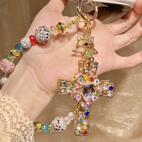 Chaîne de téléphone de luxe multicolore en cristal, lanière perlée faite main style industriel, breloque de sac, bijou religieux, cadeau pour elle