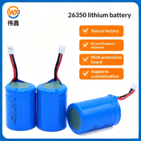 بطارية ليثيوم قابلة لإعادة الشحن Weixin 26350 بجهد 3.7 فولت مع لوحة حماية وأسلاك توصيل، أسطوانية الشكل ومعتمدة، صناعة صينية للمستهلكين