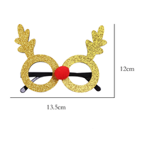 Lunettes de fête de Noël à paillettes dorées en forme de bois de cerf, lunettes fantaisie en forme de cornes de renne pour les réunions de famille de Noël et les cabines photo de vacances