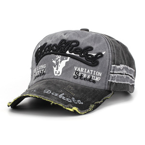 Casquette <span class=keywords><strong>de</strong></span> baseball vintage en coton délavé et vieilli, broderie 3D, style rébel noir, casquette papa rétro, logo personnalisé, vente en gros - Product Image 2