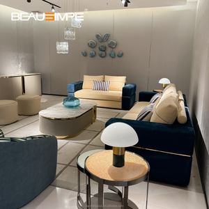Ensemble de canapés convertibles en cuir givré style luxe léger, garnis d'éponge, pour villa, salon, chambre à coucher, mobilier moderne - Product Image 3