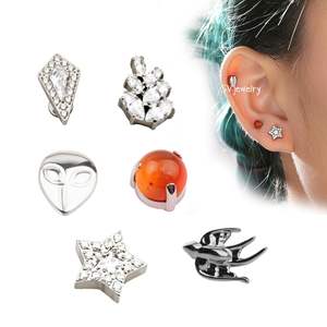 Moda Animal Piercing joyería <span class=keywords><strong>elefante</strong></span> internamente roscado labio Labret titanio cuerpo joyería pendientes al por mayor - Product Image 6