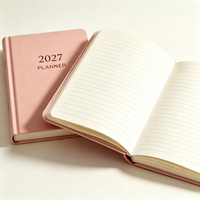 Agenda 2027 A5 en cuir PU, avec pochette, couverture rigide, journal mensuel et hebdomadaire, agenda personnalisé pour cadeau