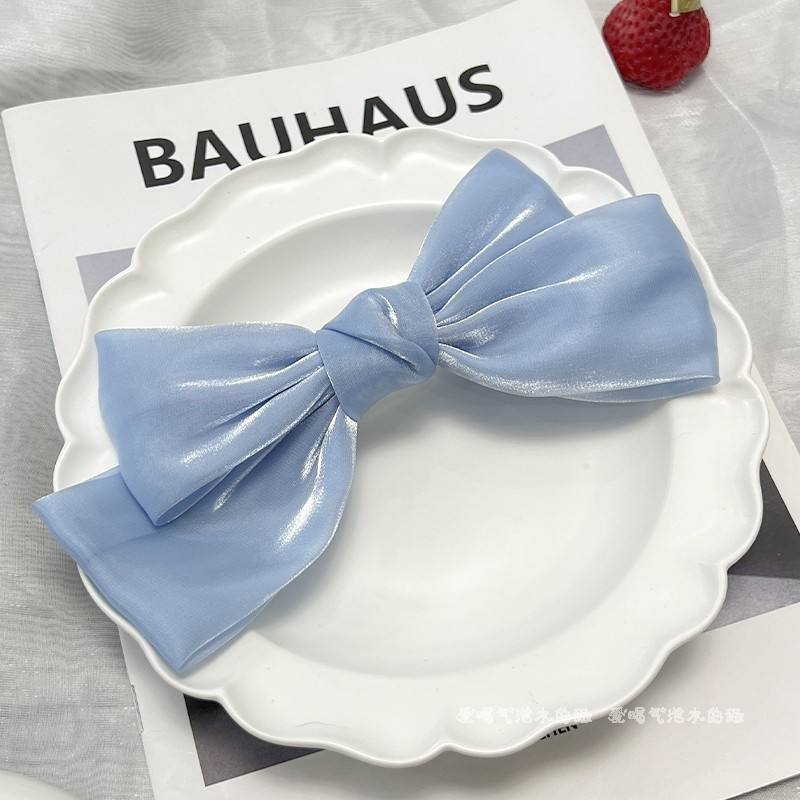 2 blue bow spring clips