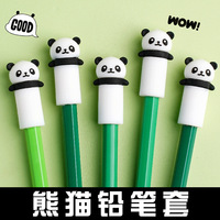 Tapa de Lápiz/Bolígrafo de PVC con Diseño de Panda de Dibujos Animados, Ecológica, Creativa, de Pegamento Suave, para Estudiantes de Primaria y Jardín de Infancia