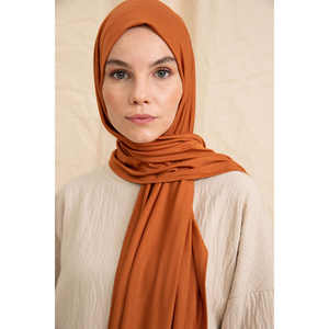 ผ้าพันคอผ้าฝ้ายผู้หญิง ยาว สีแทนล้วน ระบายอากาศได้ดี เครื่องประดับแฟชั่น - Product Image 5