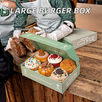 Grande boîte à hamburger en forme d'avion, grand contenant à burger, papier enduit extra profond, revêtement résistant à la graisse, jetable