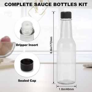 Chai Nước Sốt Woozy Bằng Thủy Tinh Trong Suốt Rỗng Chất Lượng Cao <span class=keywords><strong>150Ml</strong></span> 5Oz Có Nắp Nhựa - Product Image 3