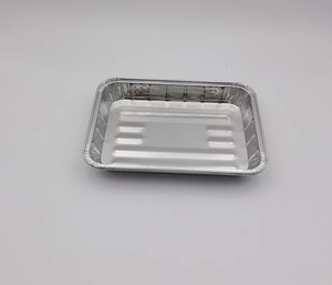 Emballage alimentaire Plats en feuille <span class=keywords><strong>d</strong></span>'étain Poêle à griller jetable Conteneur en papier <span class=keywords><strong>d</strong></span>'aluminium Plateau de restauration avec couvercle en plastique - Product Image 3