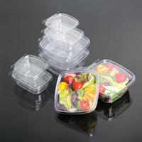 Récipient en plastique jetable Récipient inviolable à charnière transparente avec couvercle Boîte à sauce