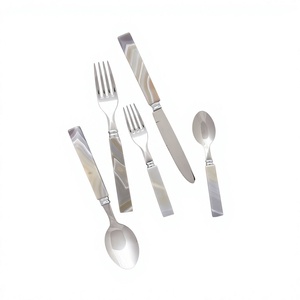 Metal Cutlery <b>Set</b> With Resin handles 5 Pcs Latest Customizable Designs Flatware <b>Sets</b> For Event Party Tableware Decoration - Product Image 1