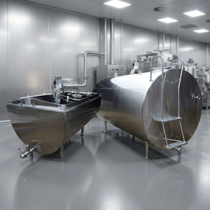 Cuve de Refroidissement et de Stockage de Lait en Acier Inoxydable de Qualité Alimentaire Industrielle avec Agitateur Sanitaire et Enveloppe Chauffante, Réservoir Horizontal pour Produits Laitiers et Liquides en Vrac - Product Image 5