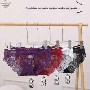 Sous-vêtements sexy en dentelle à nœud pour femmes, lingerie française, pur désir, maille creuse, bas taille basse - Product Image 4