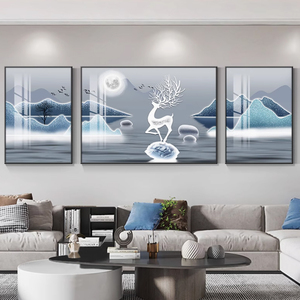 LuxuryLiving Room decoración del hogar pinturas moderno minimalista sofá Fondo pared cristal porcelana diamante tríptico - Product Image 3
