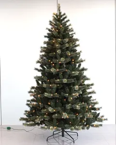 6ft Full Fat PVC PET Flower Shaped Pine Needle PE PVC Mixed Easy Shaped Christmas Tree with Metal Base