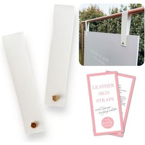 1 Pair PU Leather Sign Straps for Hanging Sign Welcome Wedding Event Display Sign Multi-purpose Strap Hanger Curtain <b>Rod</b> <b>Holder</b> - Product Image 1