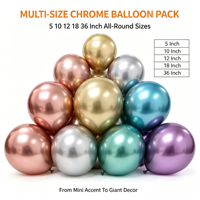 Ballons en latex métallisé brillant Feile, 5-36 pouces, multicolores, kit d'arche de fête avec accessoires de modelage, lot en gros