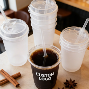แก้วกาแฟพลาสติกฝ้าแบบกำหนดเองขายส่งพร้อมฝาปิด ขนาดใหญ่ สำหรับร้านกาแฟ - Product Image 6