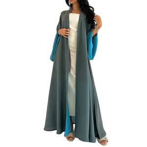 Abayas décontractées musulmanes respirantes en polyester à manches longues pour femmes adultes, robes longues maxi longueur cheville, portables des deux côtés, style ample du Moyen-Orient - Product Image 1