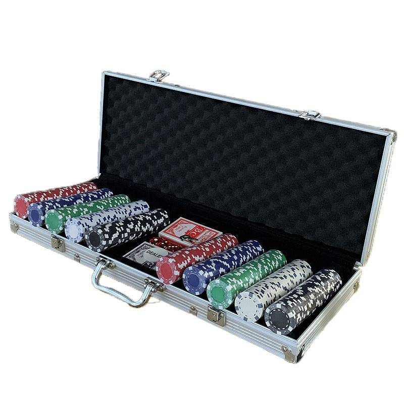 Pro 500Pcs Aluminium Chipkast Zilver Professionele Drager Chipcontainer Poker Chip Opbergdoos Organizer