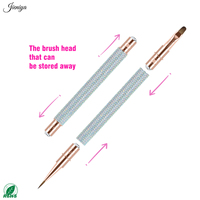 Ensemble de pinceaux pour nail art de qualité professionnelle, avec manche en strass bleu ciel, outils experts pour des pointes françaises parfaites et une sculpture 3D