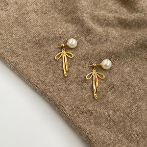 Pendientes Largos de Plata de Ley S925 con Baño de Oro y Perla, Estilo Simple y Dulce, Pendientes Colgantes de Moda - Product Image 3