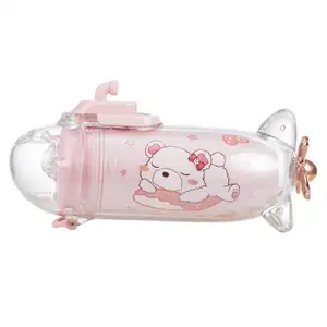 PINKAH潜水艦ボトル316Lステンレス鋼魔法瓶真空キッズボトル学校の子供のためのストローストラップ付き
