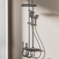 Ensemble de robinets thermostatiques gris pistolet en gros pommeau de douche à effet de pluie pour salle de bain à domicile robinet de douche chaude et froide