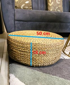 Natural Handwoven Water Hyacinth Footrest <b>Round</b> Floor Seat <b>Cushion</b> Eco Friendly Straw Ottoman for Living Room and Meditation - Product Image 3