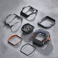 Hochwertige RM 11-03 Style Automatik Flyback Skelett Chronograph Renn-Sportuhr mit Carbonfaser-Gehäuse und Kautschukarmband