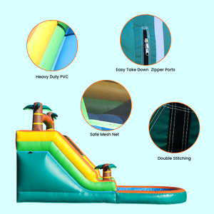 Tobogán Acuático Inflable de PVC de Grado Comercial de 21x9x12 Pies, <span class=keywords><strong>Casa</strong></span> de Brinco Inflable, Tobogán Tropical <span class=keywords><strong>con</strong></span> <span class=keywords><strong>Piscina</strong></span> de Chapoteo y Soplador - Product Image 5