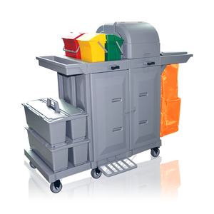 Chariot de nettoyage à 4 roues en plastique série YJ-01, sac à linge pour chambres d'hôtel, chariot utilitaire multifonctionnel à pousser à la main, capacité de 150 kg - Product Image 1