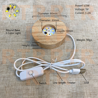 Meistverkaufter Trendiger Neuer 6-10cm USB Leuchtender 3D Holzständer Warme Nacht Kristallkugel LED-Lichtbasis Holzhandwerk