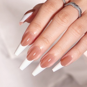 Hot Selling 30pcs Soft Gel Press on <b>Nails</b> Extra Long Ballerina <b>Coffin</b> <b>Nail</b> <b>Tips</b> French <b>Designed</b> Classic <b>White</b> Long Press on <b>Nail</b> - Product Image 1