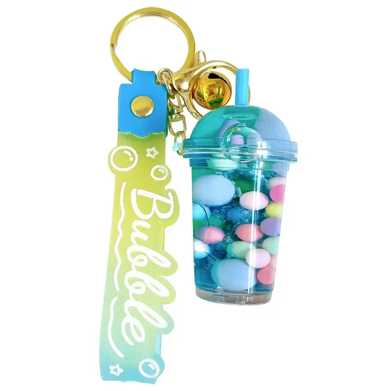Nouveau acrylique flottant fraise porte-clés 3D poupée belle étoile bonbons Design liquide porte-clés femme sac décoration porte-clés cadeaux