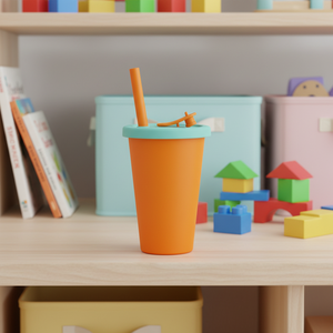 Tumbler Hot and <b>Cold</b> High Temperature Resistant Eco-Friendly Silicone Children'S Straw Water Travel Portable Milk Tea <b>Cup</b> - Product Image 3